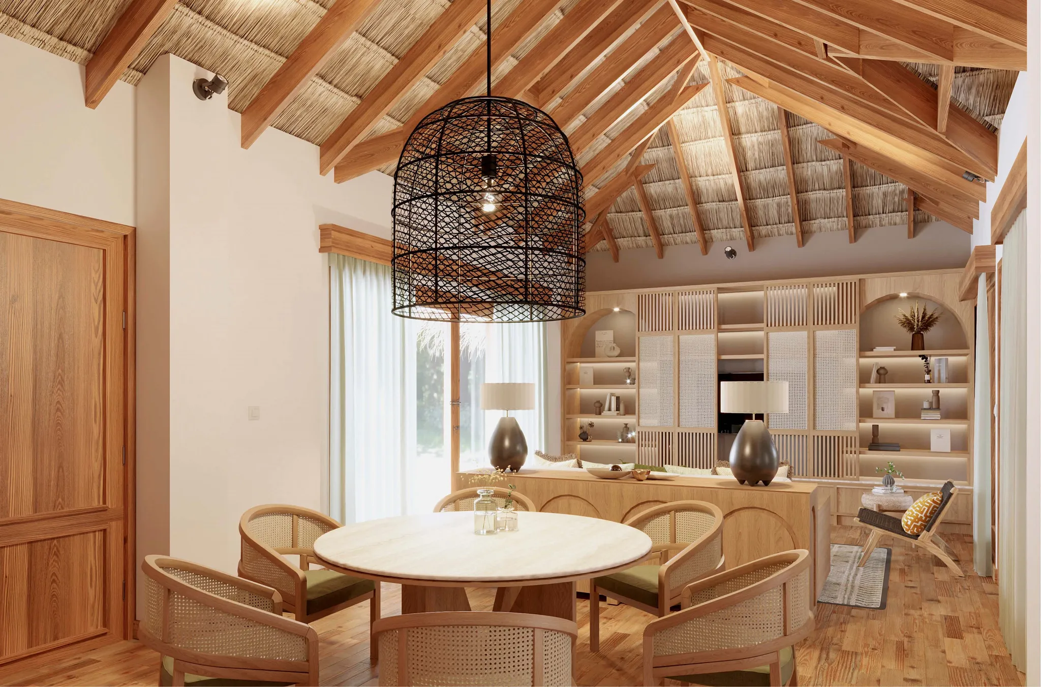 Villa Caribe Garden View living room with dining area at Zoëtry Agua Punta Cana.